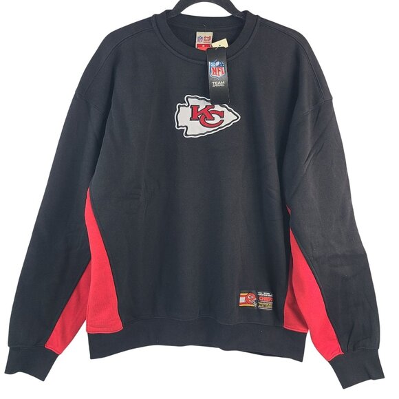 NFL Ultra Game Tops - NEW Kansas City Chiefs Black & Red NFL Ultra Game Crewneck Sweatshirt Sz M